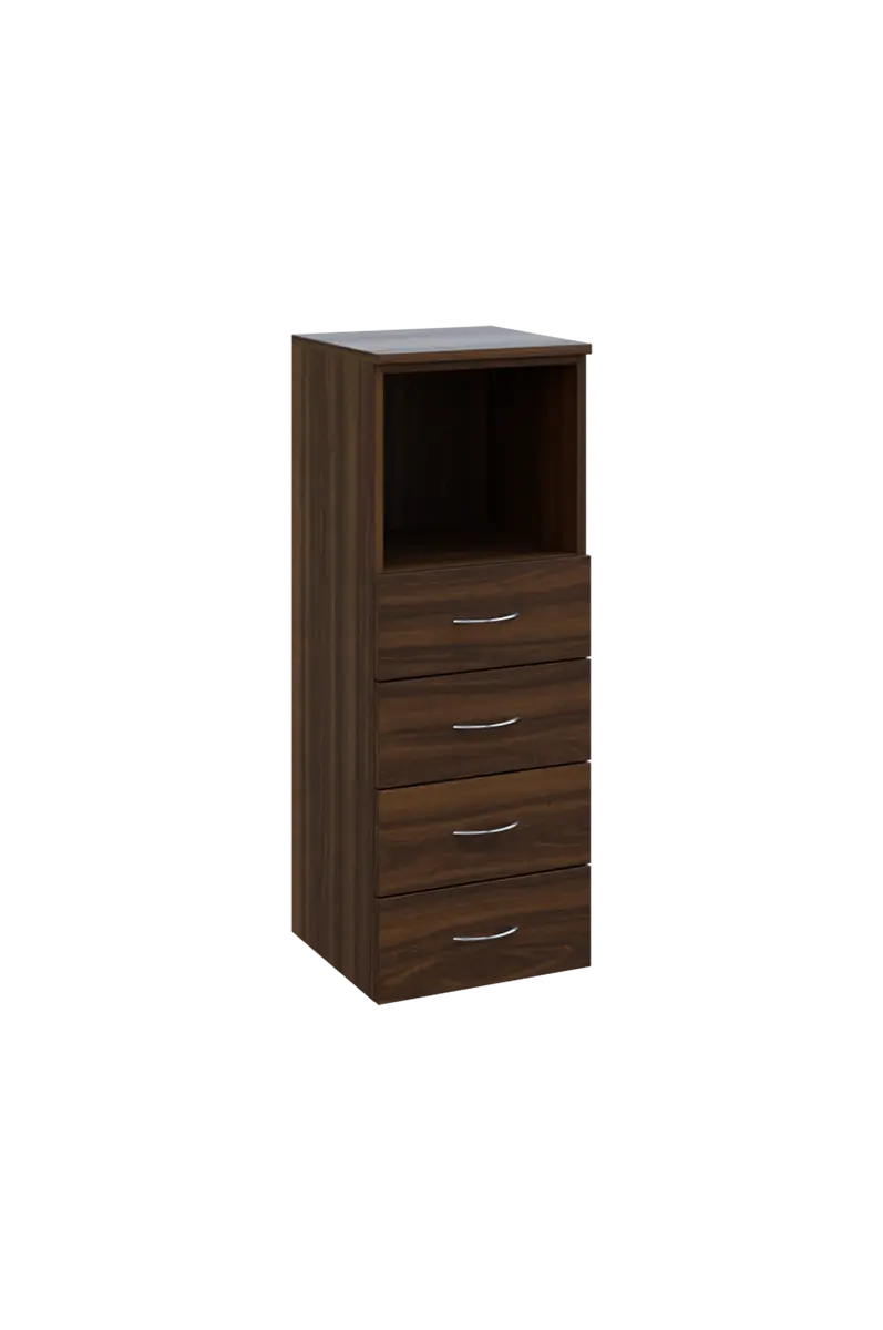 N 3 - 44ZN kancelářská skříň, 4-zásuvková/nika, 1100x400x400, ořech královský